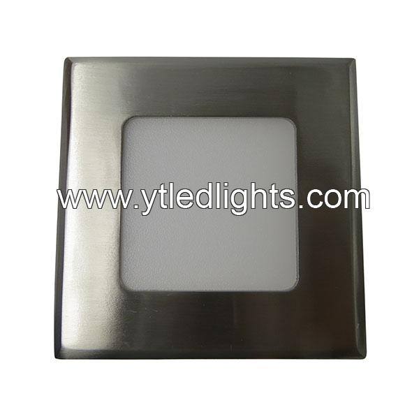 LED panel light 3W square recessed nichel plated color