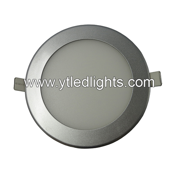 LED panel light 9W round recessed silver color shell ultra-thin