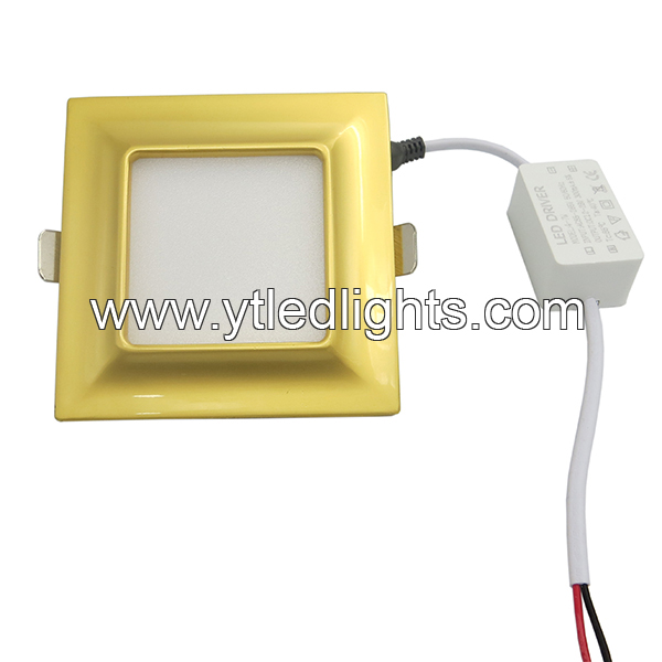 Ultra-thin-led-panel-ceiling-light-9W-square-recessed-gold-arc-series