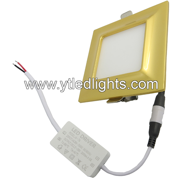 Ultra-thin led panel ceiling light 9W square recessed gold arc series