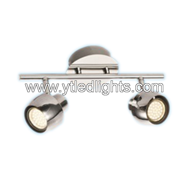 Ceiling spotlight fitting Chrome color with pole 2 head With Gu10 Base