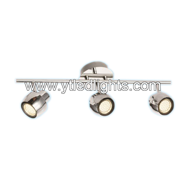 Ceiling spotlight fitting Chrome color with pole 3 head With Gu10 Base