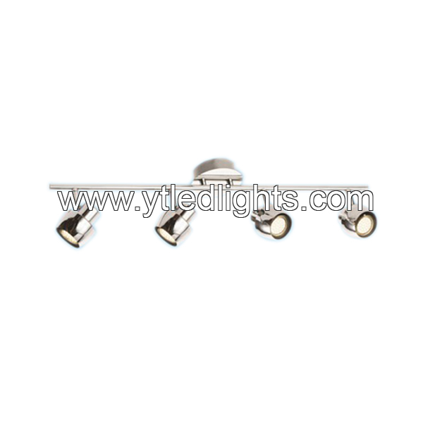 Ceiling spotlight fitting Chrome color with pole 4 head With Gu10 Base