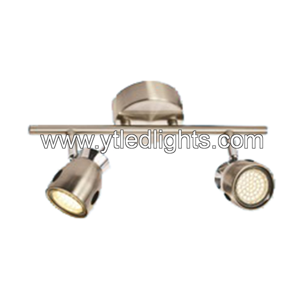 Ceiling spotlight fitting Nickel plating color with pole 2 head With Gu10 Base